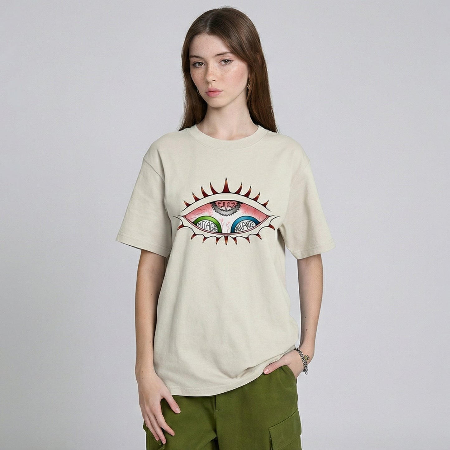 Camiseta oversize con efecto desgastado Con el EYE Milagro